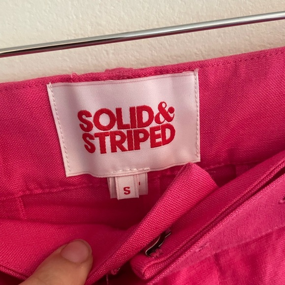 Solid & Striped Tailored Linen blend shorts Fushia size s belted - Picture 2 of 10